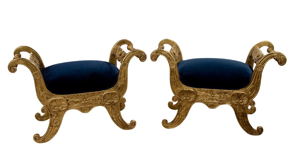 Pair of gilt window seats c1830-40