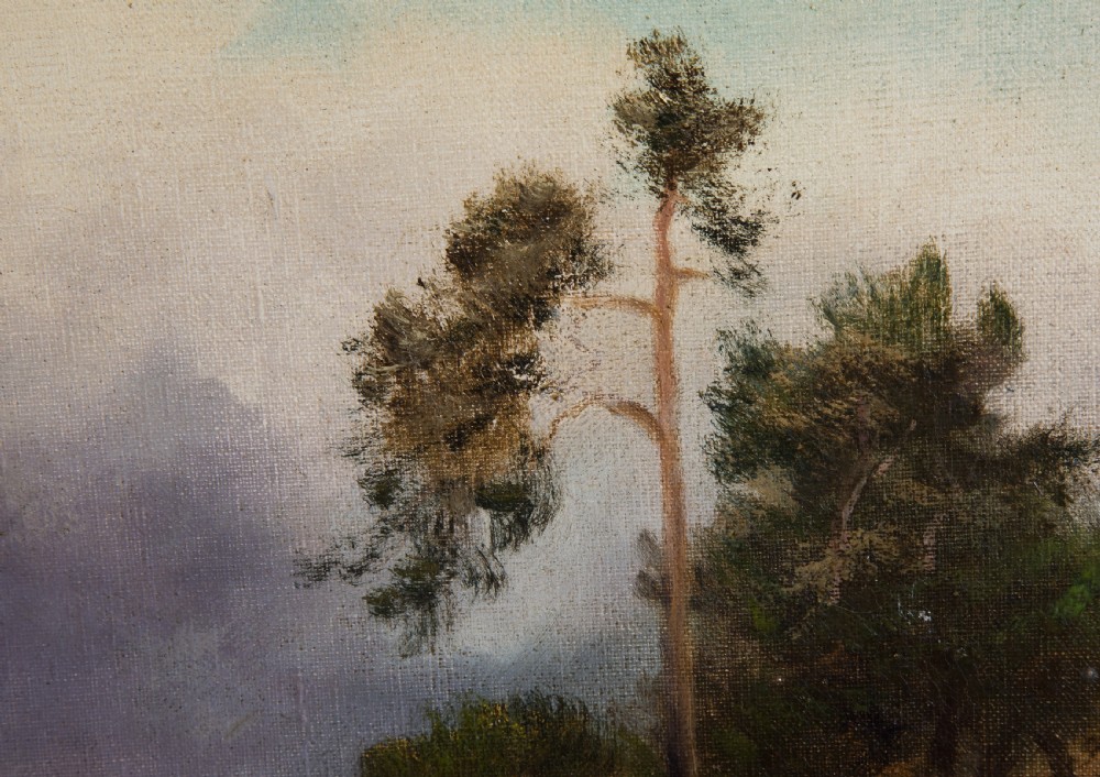 Oil on canvas of Highland cattle by Daniel Sherrin 19thC View IX