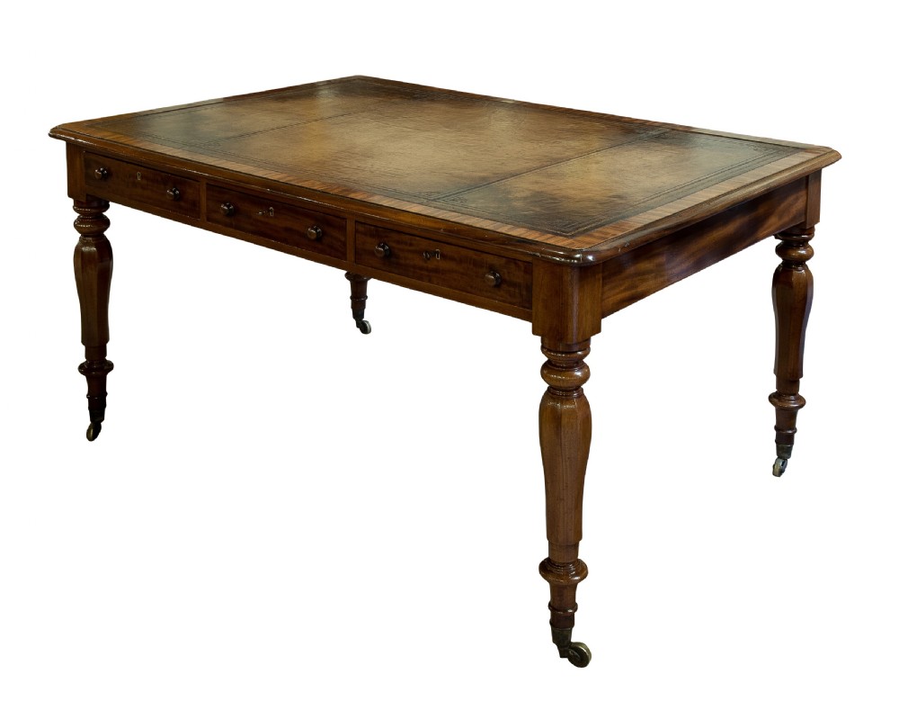 Oak lined mahogany partners writing table c1850