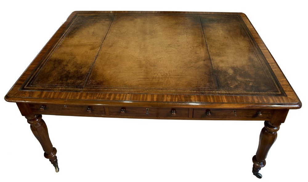 Oak lined mahogany partners writing table c1850 View IV