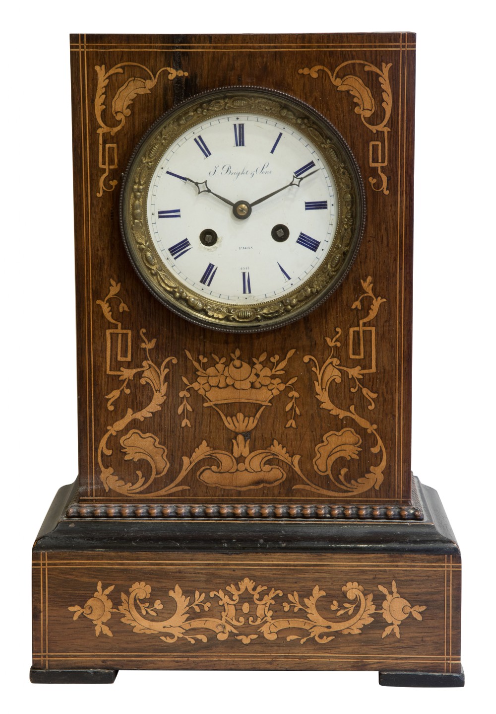 Rosewood Cased Mantel Clock signed 'Potonie' Paris