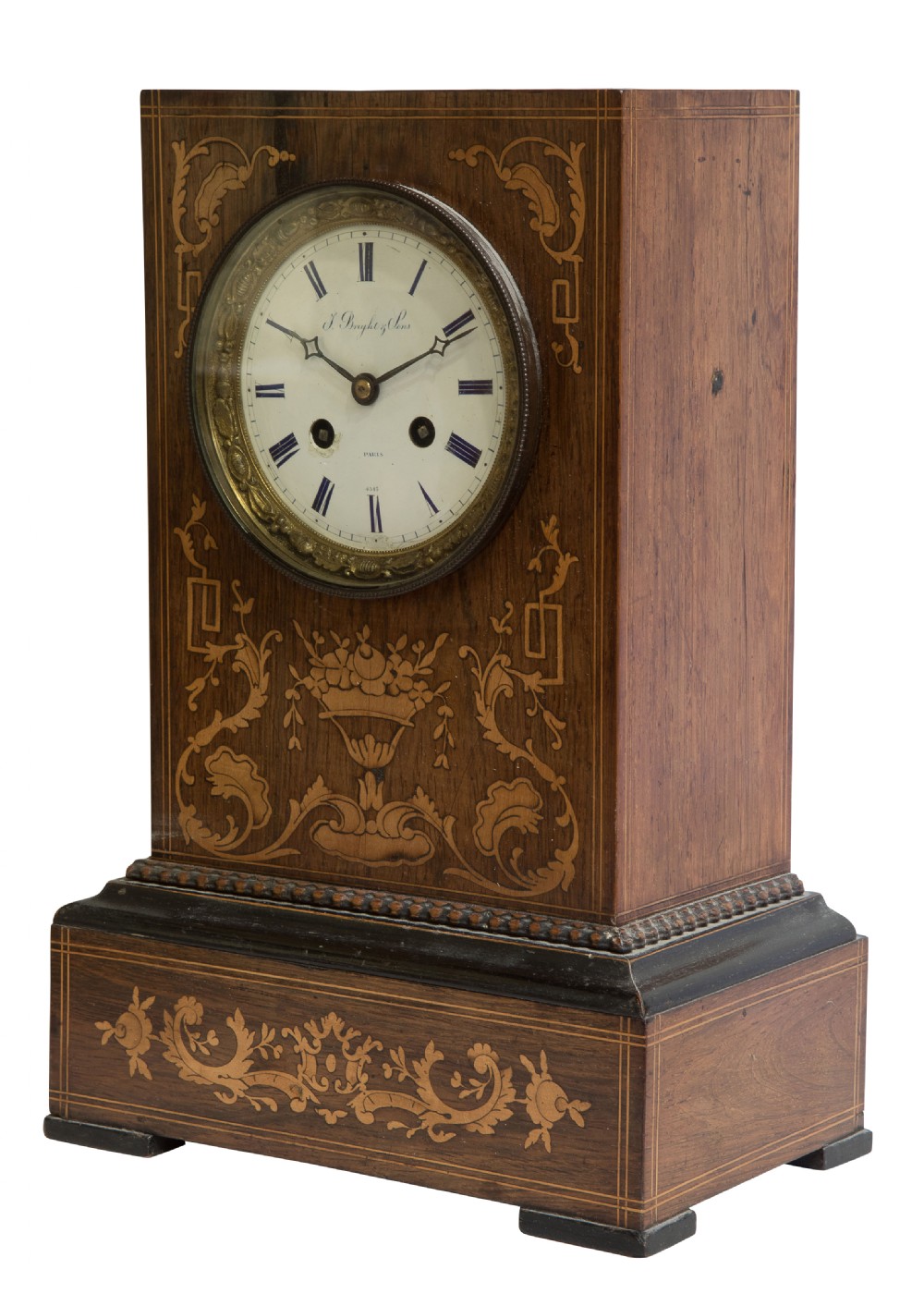Rosewood Cased Mantel Clock signed 'Potonie' Paris View II