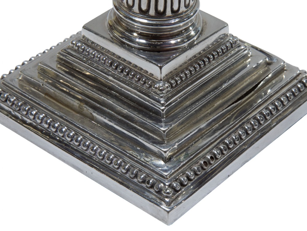 Pair of Silver Corrinthian Column Candle Sticks View III