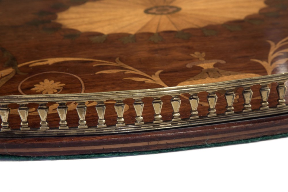 Victorian Mahogany and Marquetry Oval Tray View IV