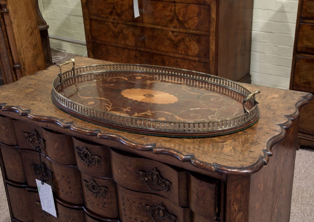 Victorian Mahogany and Marquetry Oval Tray View VII