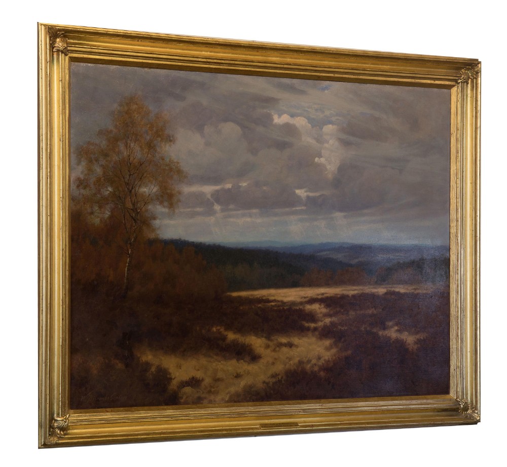 19thC Oil on canvas titled 'North of the Downs' by W. Biscombe Gardner (1847-1919)