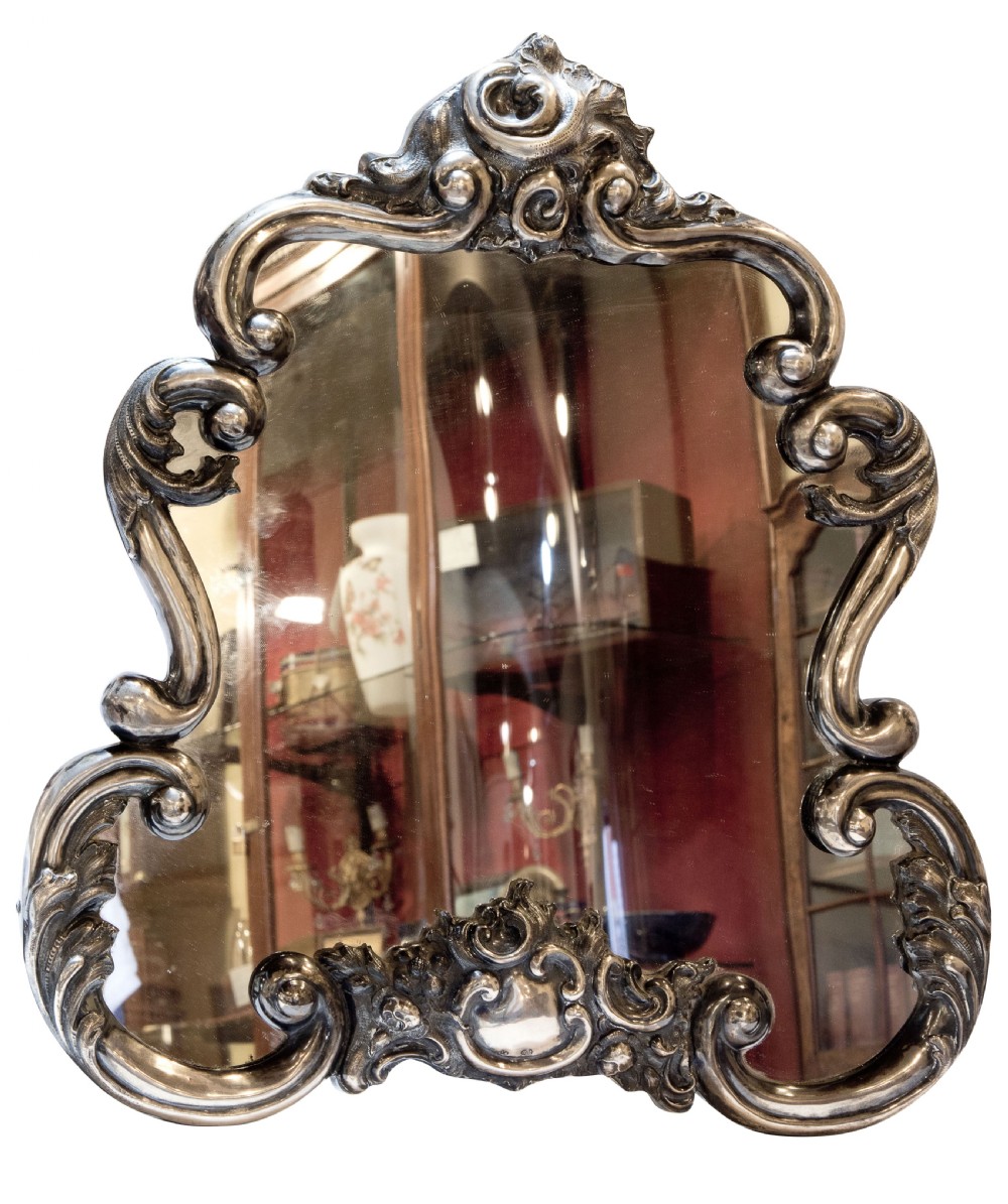 Vienna silver vanity mirror, hallmarked 1855 View II