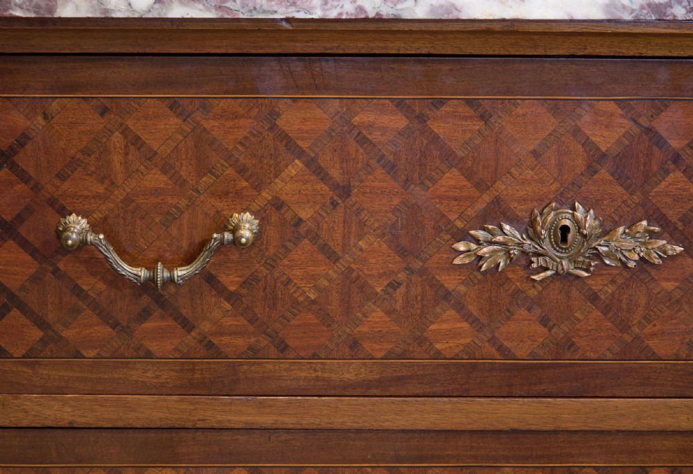 19thc French mahogany & parquetry commode View VII
