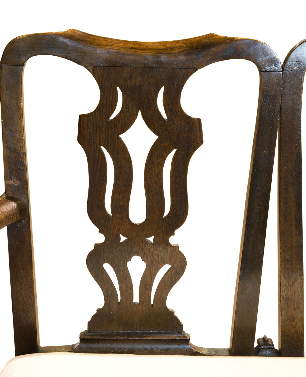 George III oak chair-back two seater settee View IV
