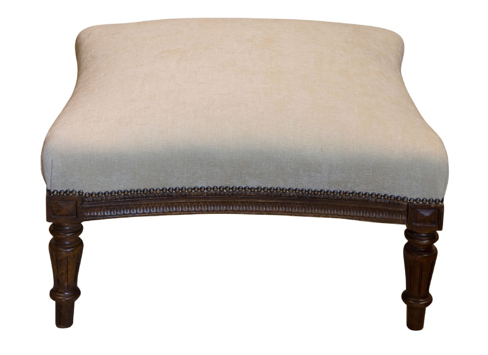 Intricately carved late 19thc large French footstool View II