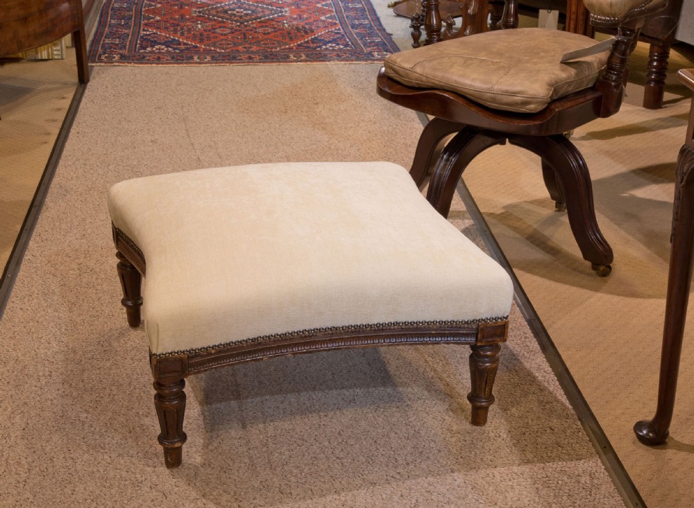 Intricately carved late 19thc large French footstool View VI