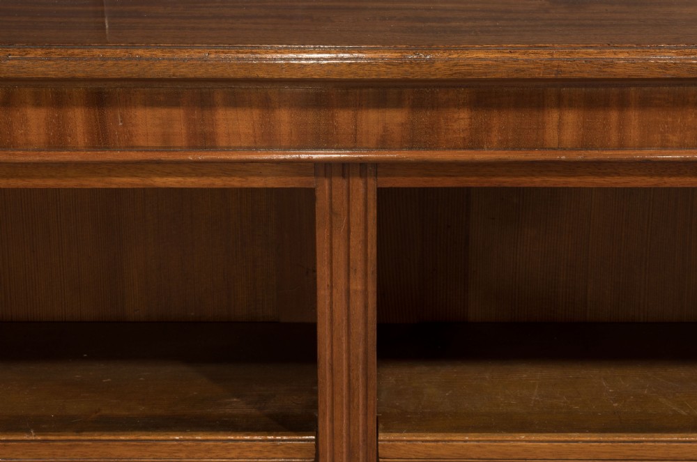 Victorian mahogany open bookcase with adjustable shelves c1890 View V