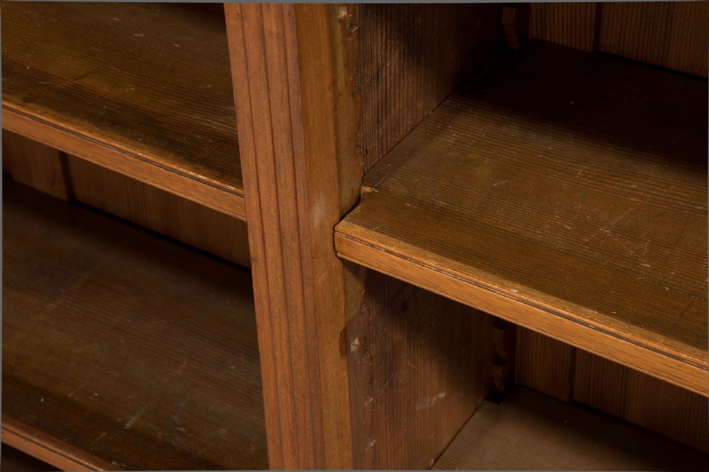 Victorian mahogany open bookcase with adjustable shelves c1890 View VI