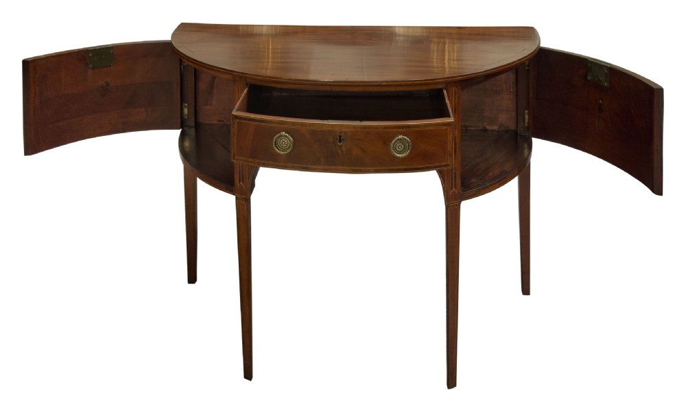 Georgian mahogany demi-lune sideboard c1800 View III