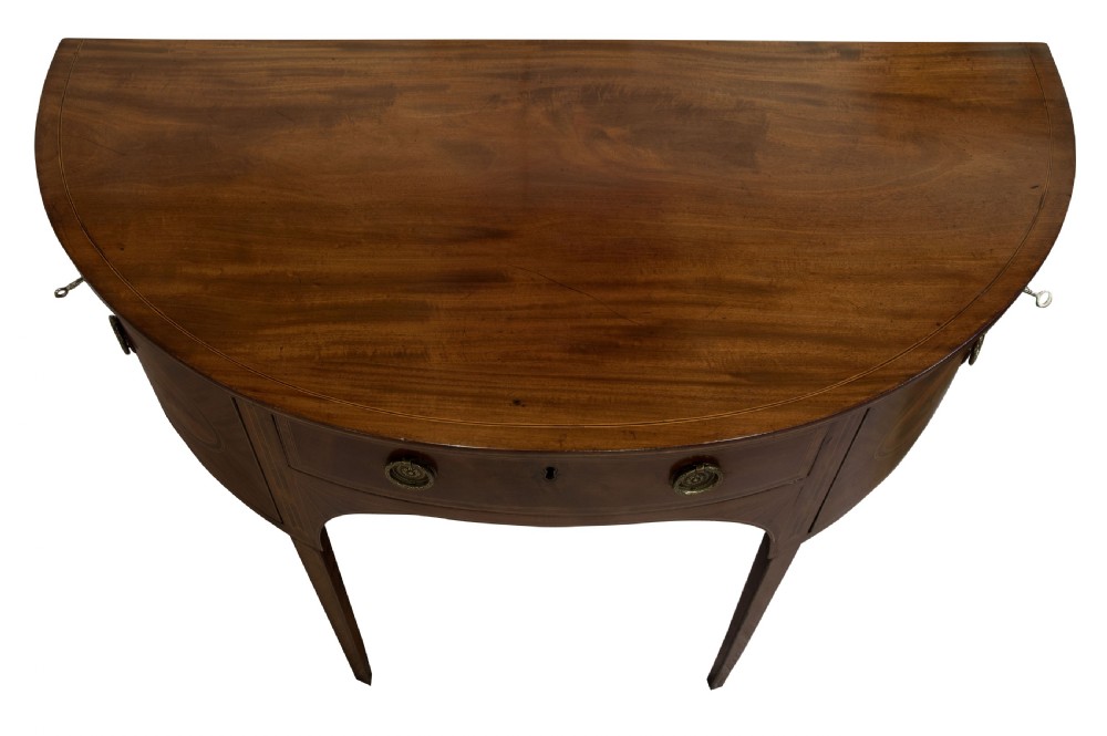 Georgian mahogany demi-lune sideboard c1800 View IV