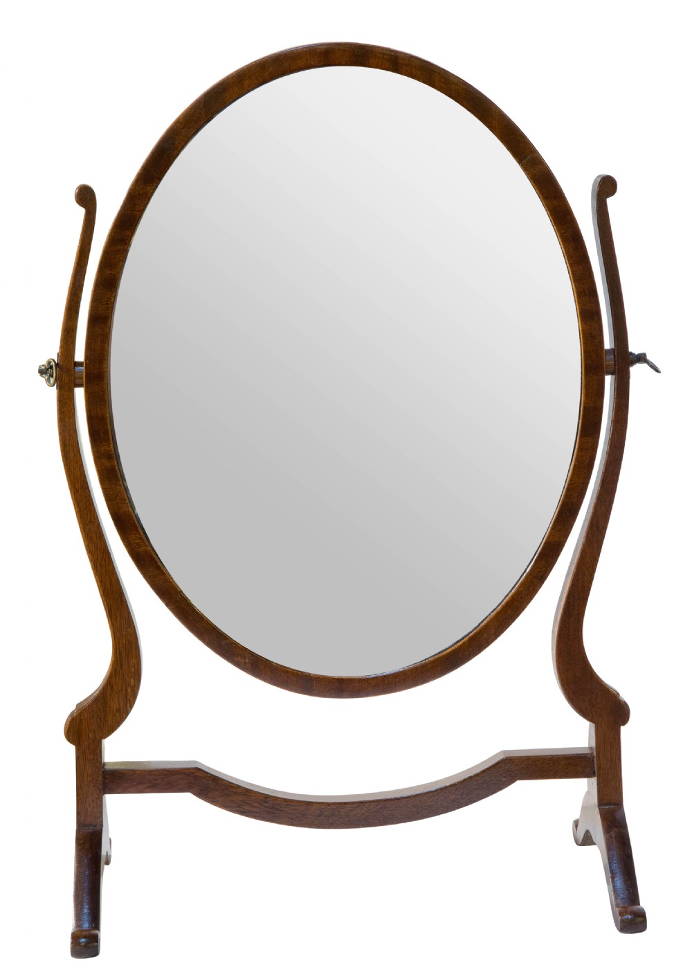 'Skeleton' mahogany oval dressing table mirror c1920 View III