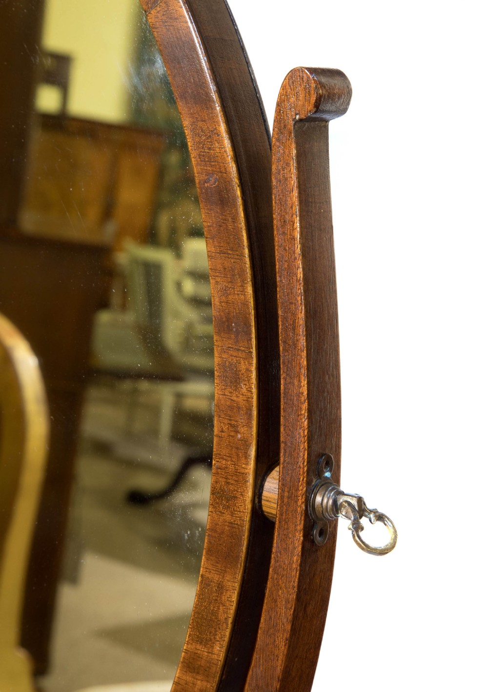 'Skeleton' mahogany oval dressing table mirror c1920 View V