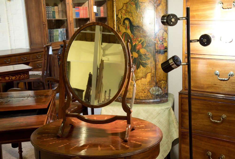 'Skeleton' mahogany oval dressing table mirror c1920 View VII