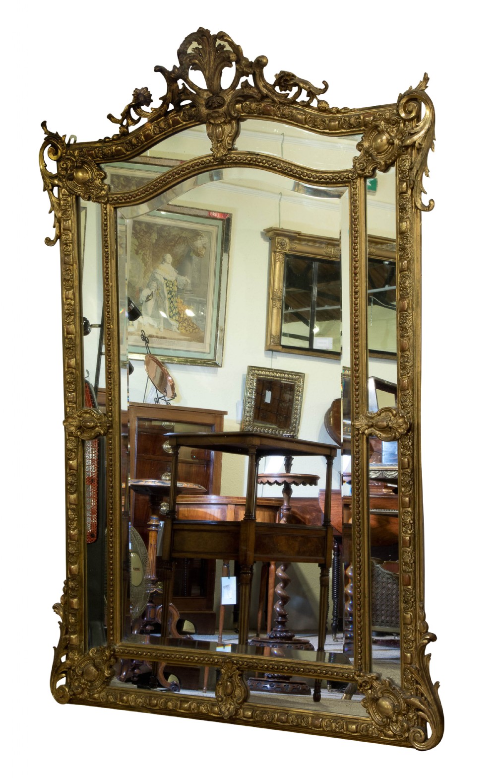 Napoleon III gilt mirror with bevelled central plate c1860