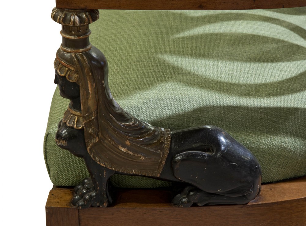 Italian 19thC sofa with sphinx supports to the arms View IV