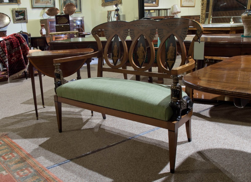 Italian 19thC sofa with sphinx supports to the arms View XIII