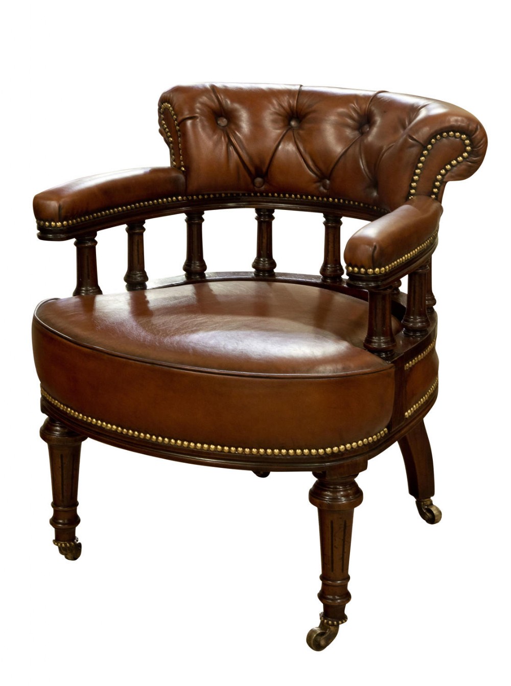 Leather tub desk chair c1910