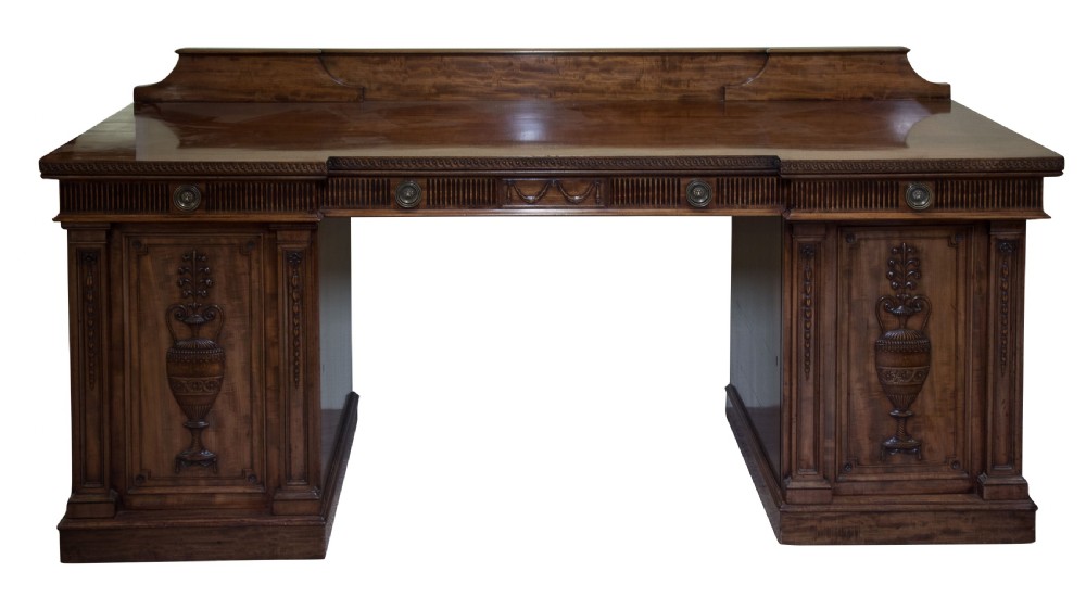 19thC mahogany Adam revival sideboard with carved decoration View II