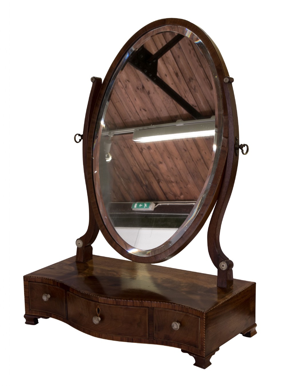 Mahogany serpentine oval dressing table mirror