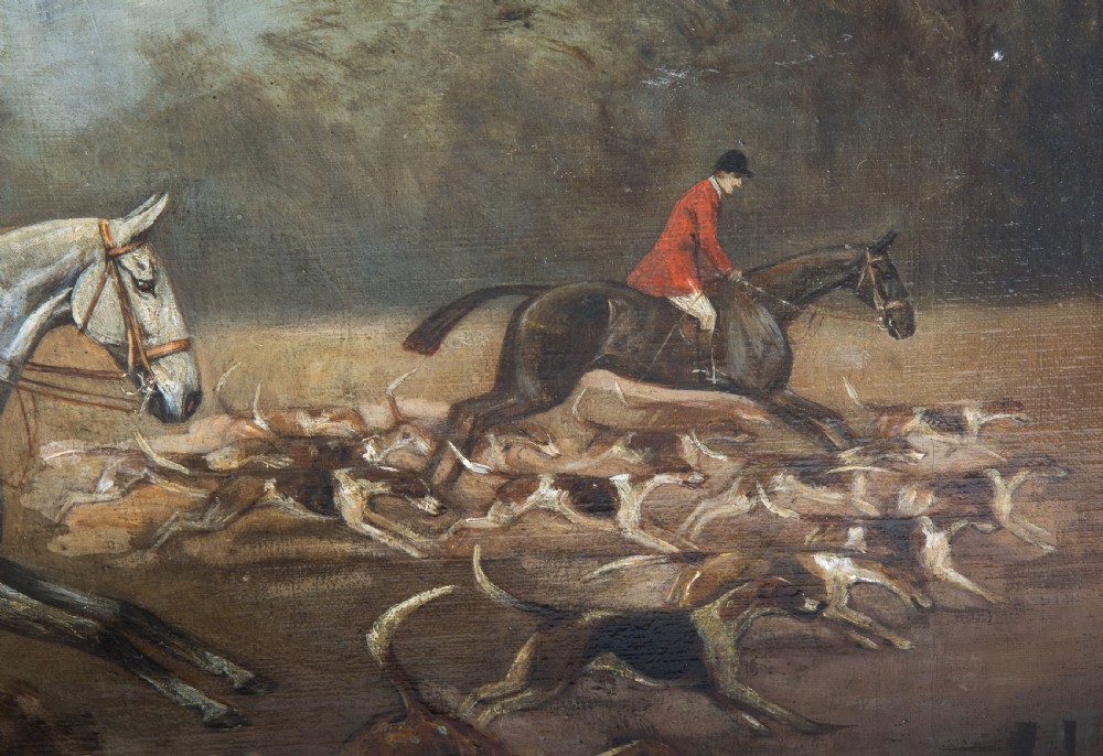 Country woman hunt scene oil on canvas View VI