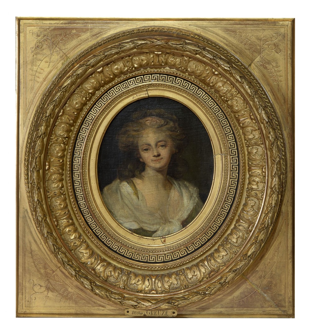 19thC French school oil on canvas of young girl - ornate frame View III