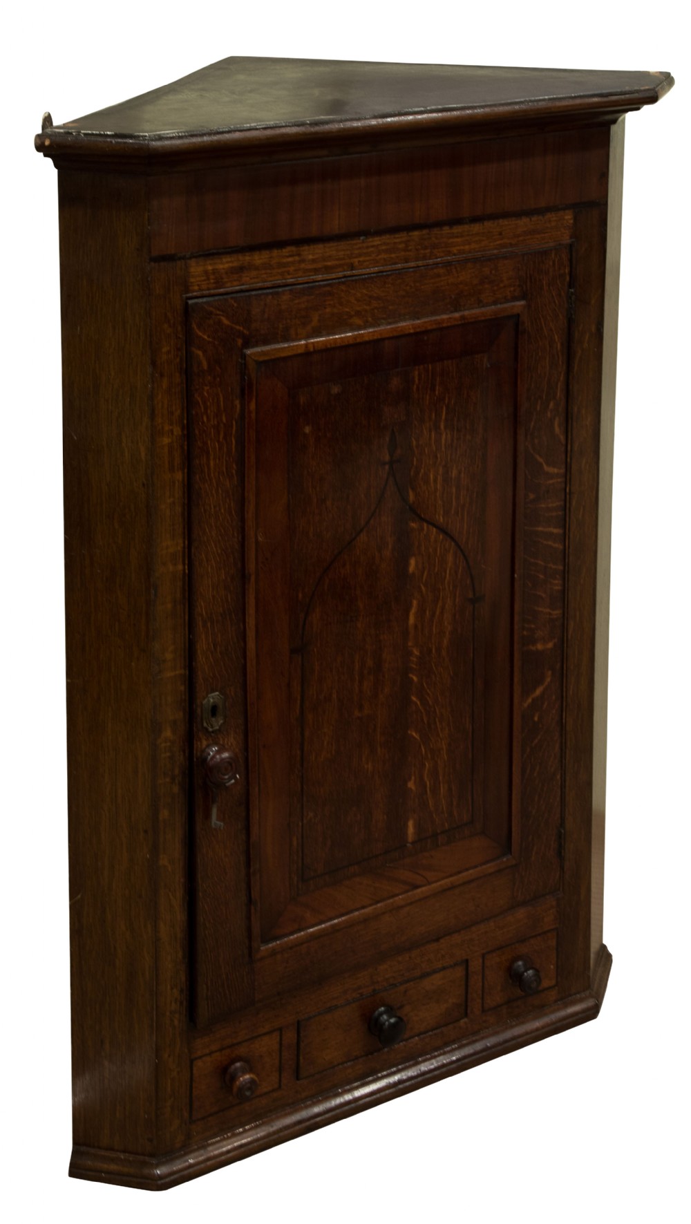 Early 19thC oak corner cupboard