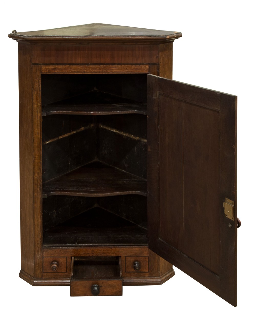 Early 19thC oak corner cupboard View II