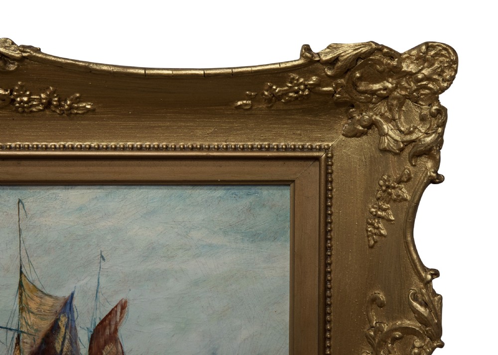Pair of impressionist oil paintings on board of the London river c1900 View V