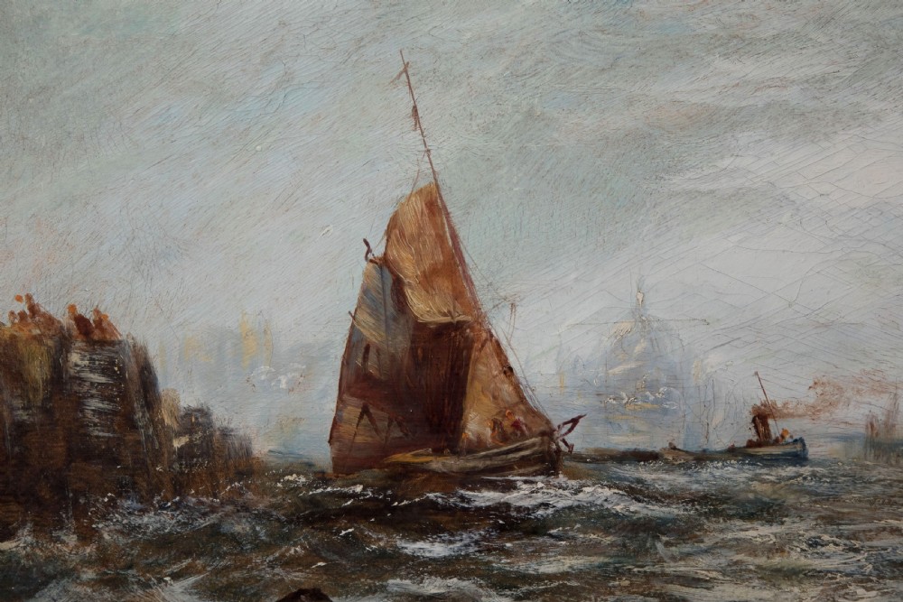 Pair of impressionist oil paintings on board of the London river c1900 View XII