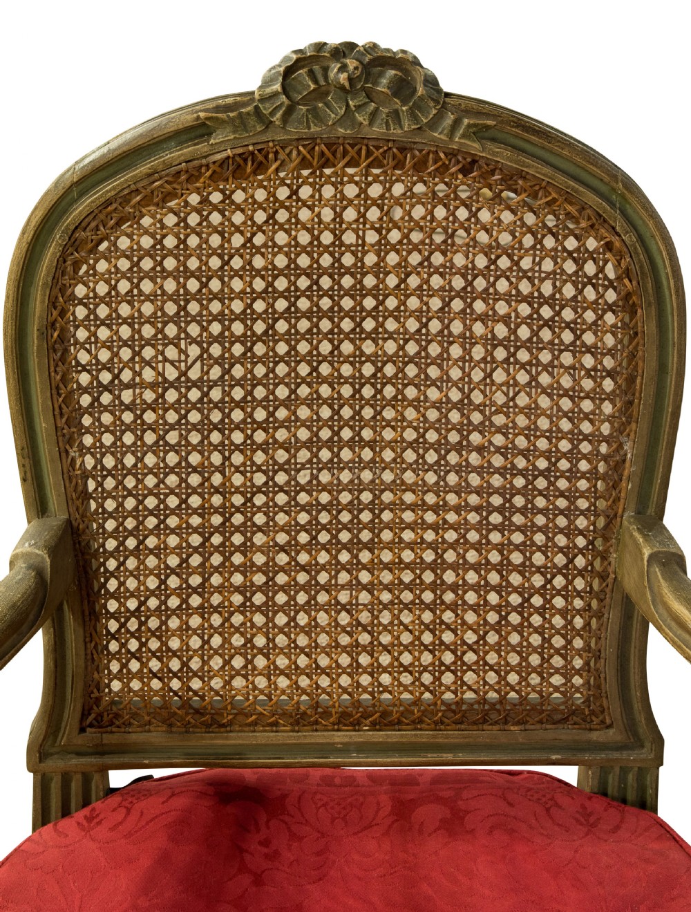 Set of 8 painted Louis XVI style elbow chairs c1900 View V