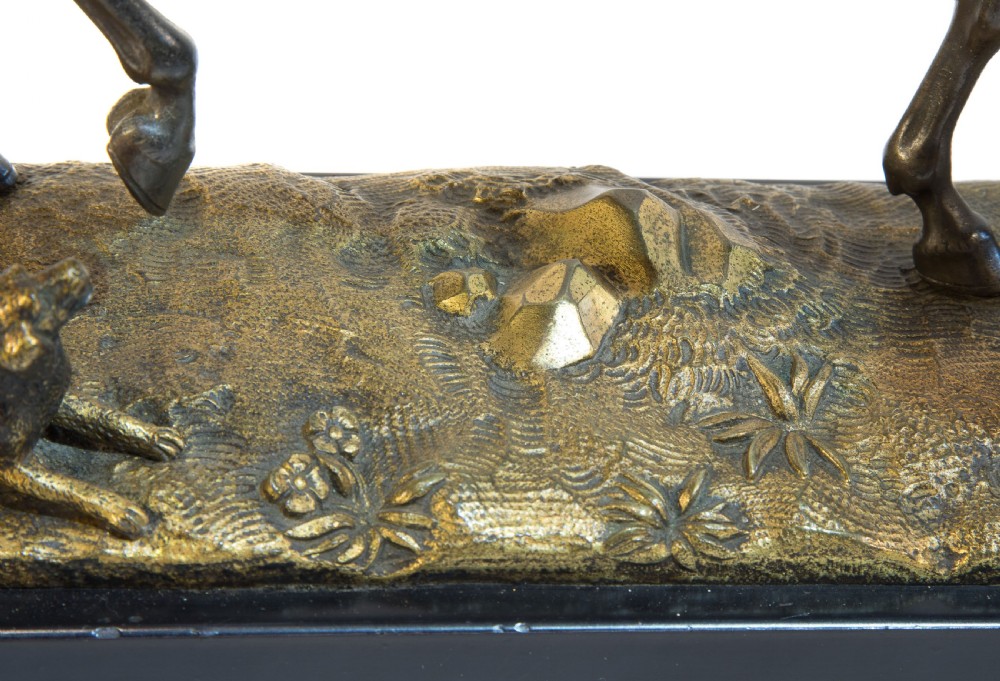 19thC bronze horse & dog View X