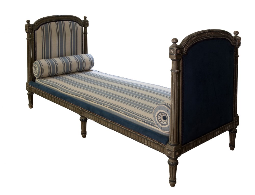 French late 19thC Louis XVI style painted daybed