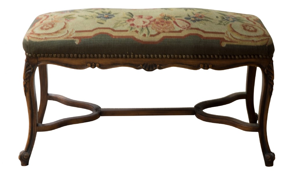 19thC French walnut stool View II