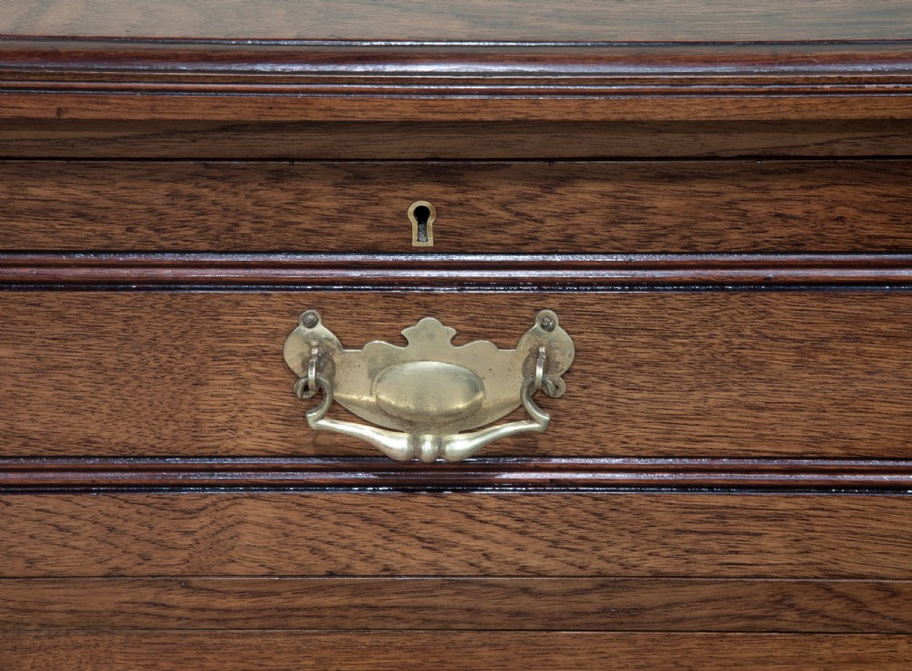 Late Victorian solid walnut 'tramline' chest of five drawers c1890 View VI