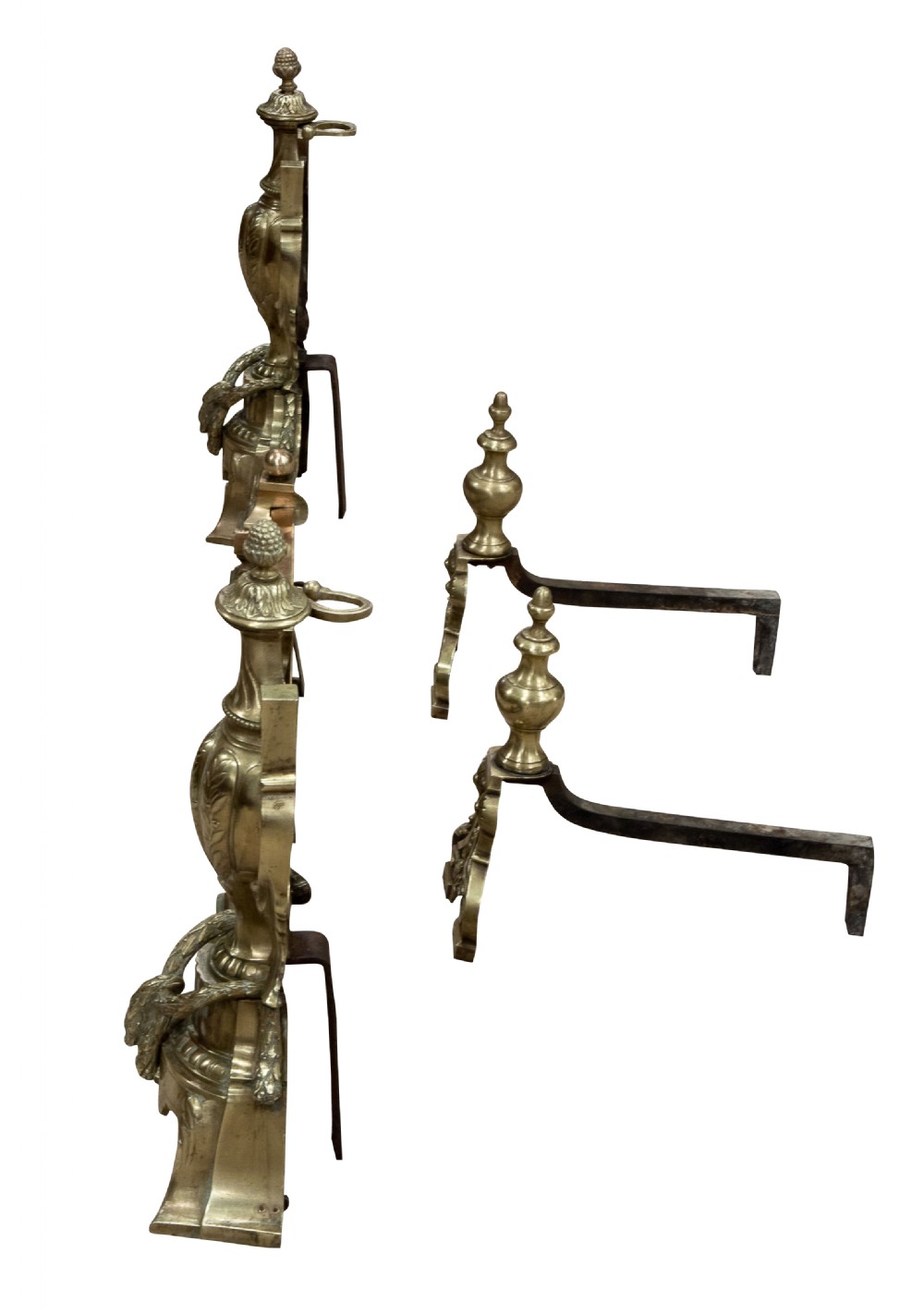 
Brass extending fender and two fire dogs c1900 View II