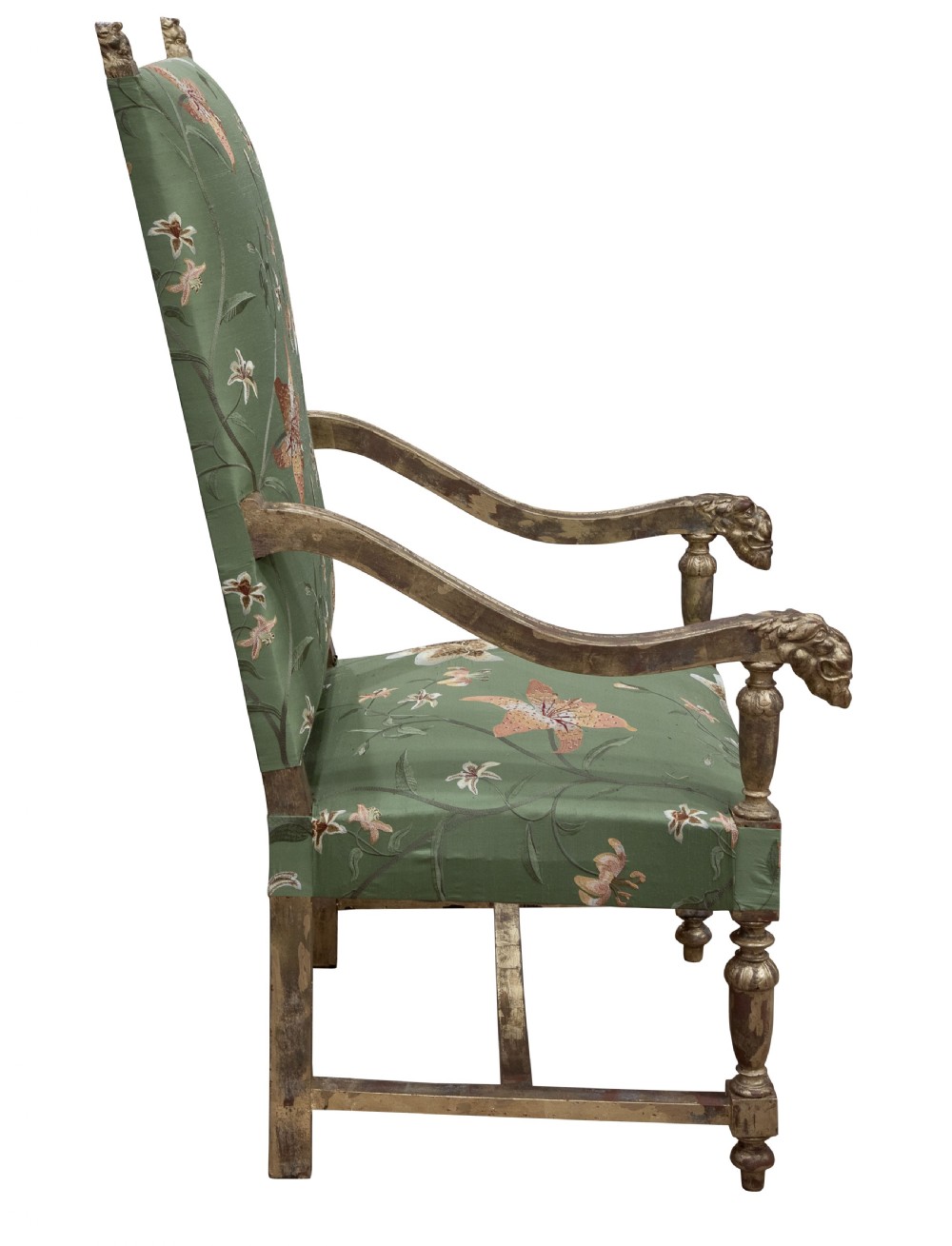 Pair of distressed gilt framed armchairs c1830-50 View III