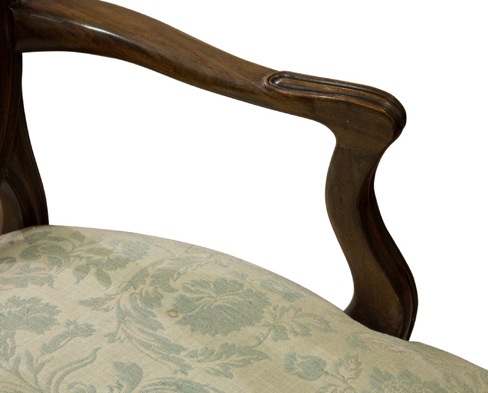 Set of four mahogany Hepplewhite style shield back armchairs View IV