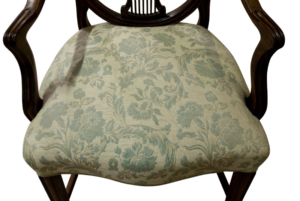 Set of four mahogany Hepplewhite style shield back armchairs View VI