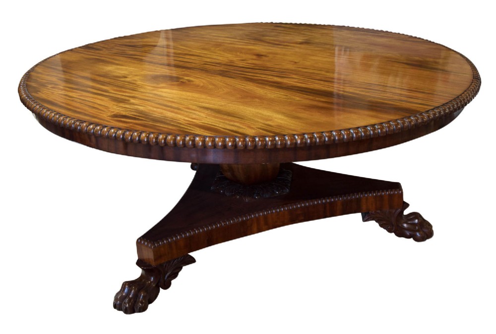 Rare & spectacular round mahogany table by Joseph Hodgon, dated 1836