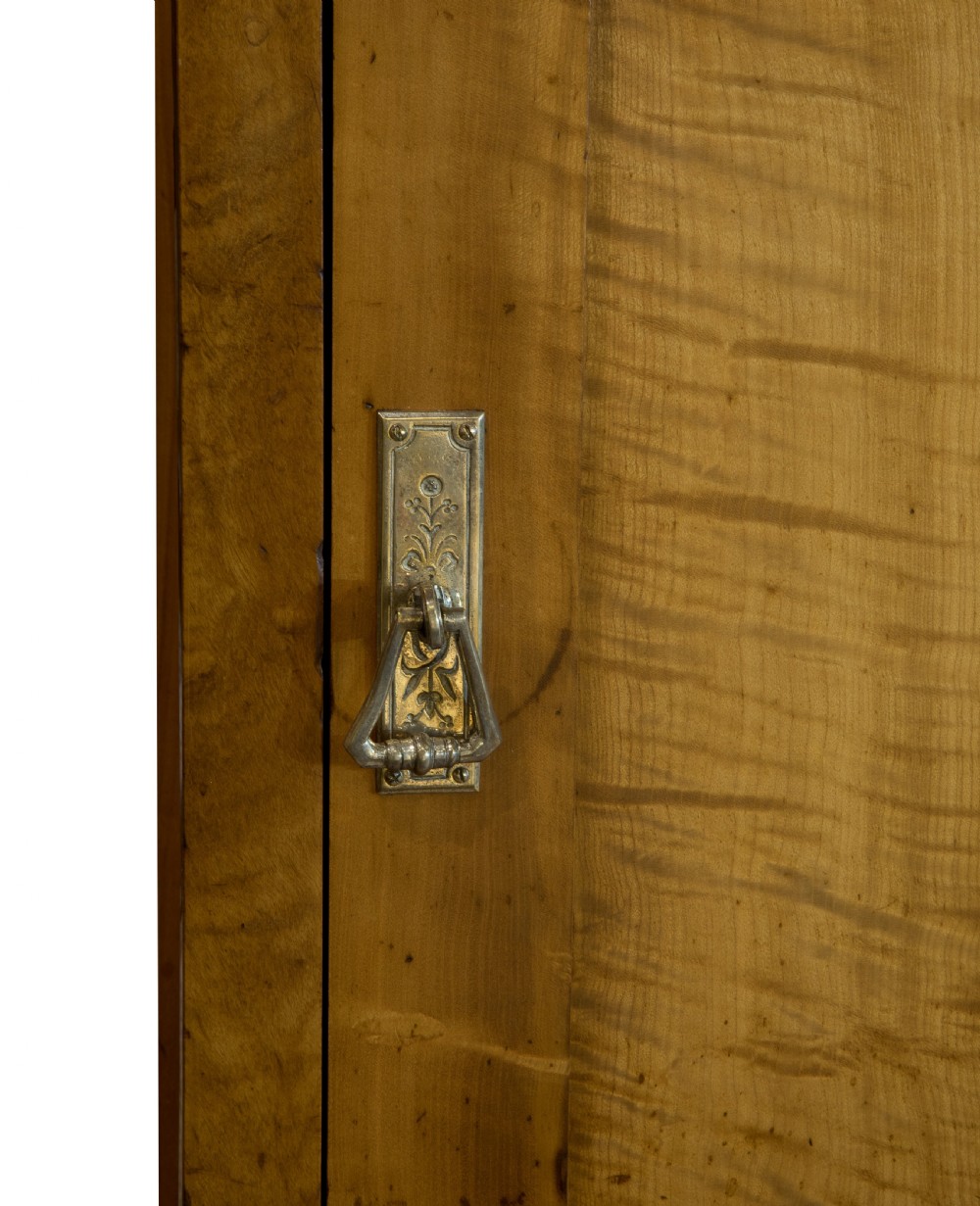Late 19thC maplewood bedside cupboard with plated handle View VI