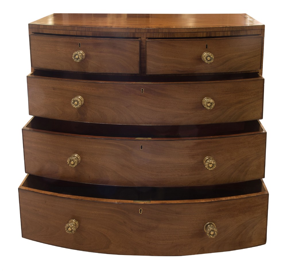 Regency mahogany bowfronted chest of drawers View III