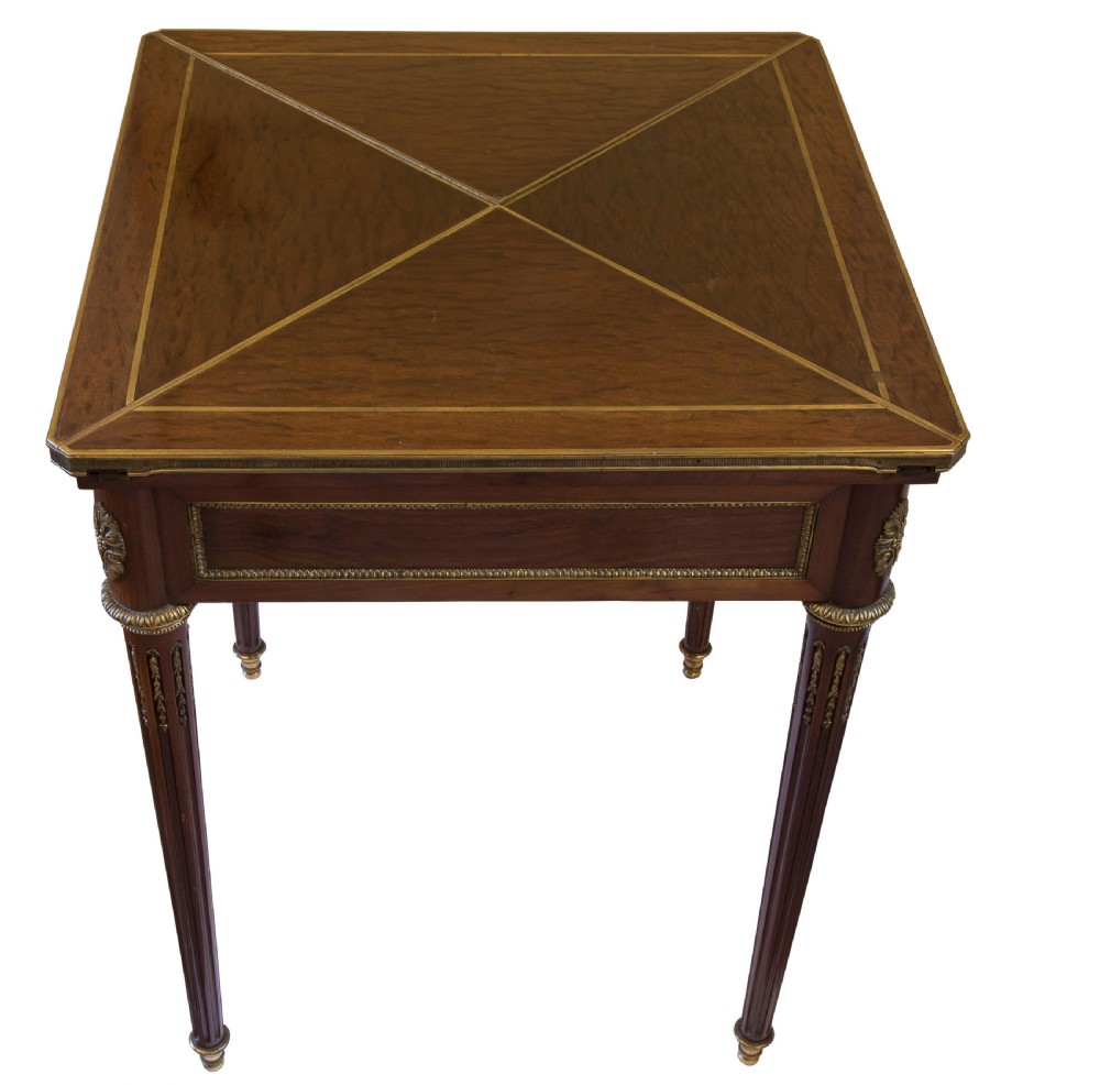 Louis XVI style envelope card table View IV