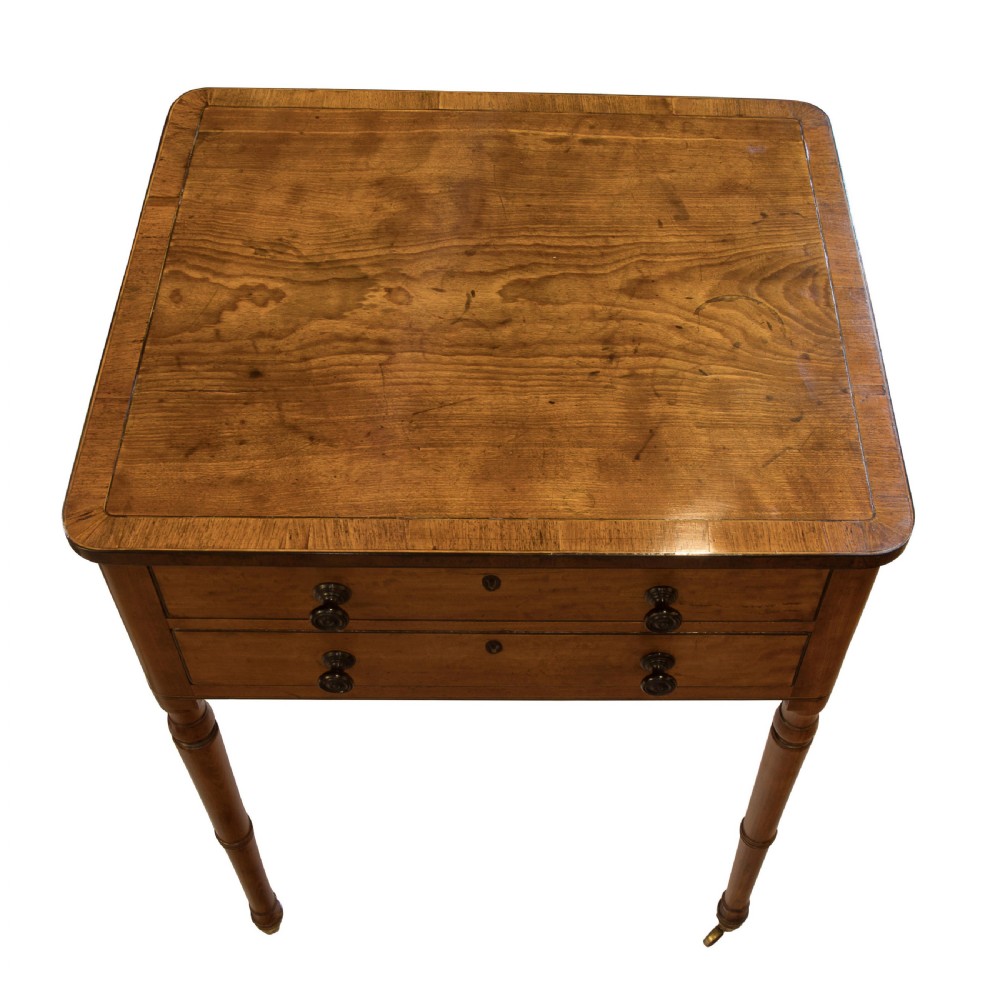 Regency, satinwood & ebony inlaid work table View III