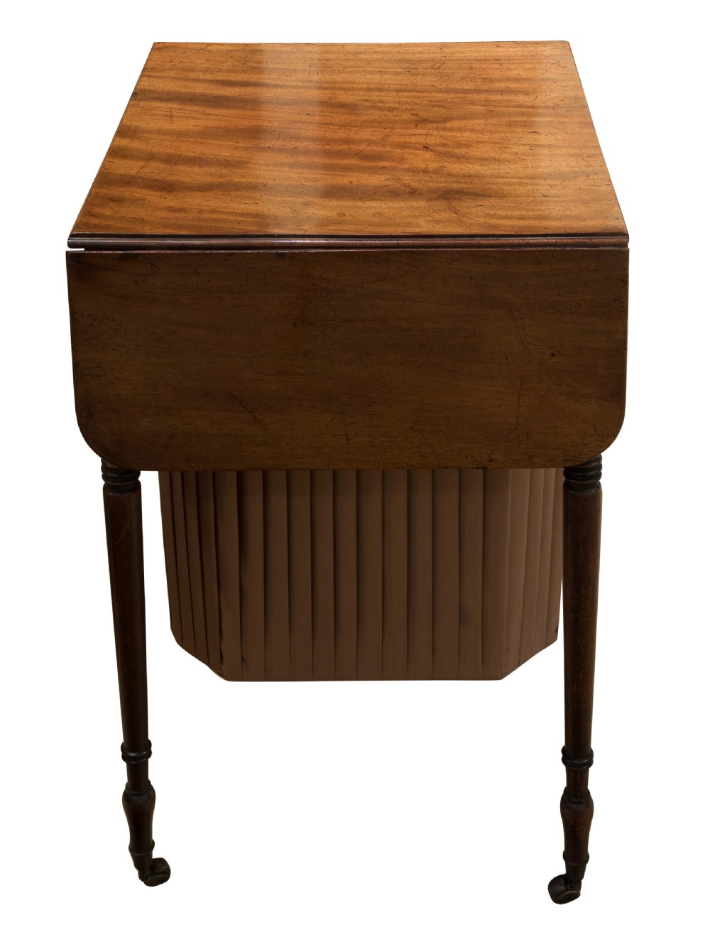 Regency period sewing/sofa table standing on fine turned legs View II