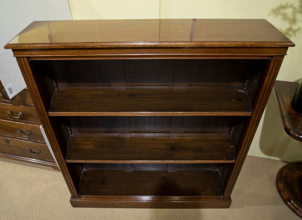 Useful 19thC walnut open bookcase with two adjustable shelves c1880 View V